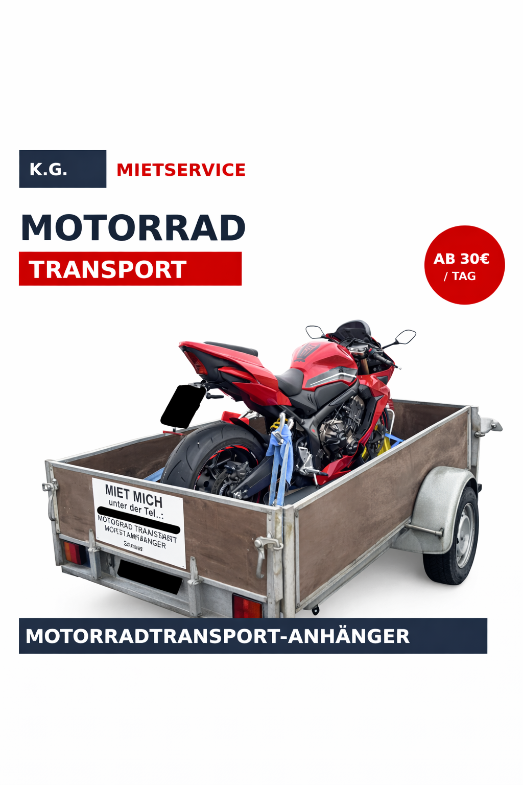 Anhänger - Motorradanhänger, Multianhänger flexibel und schnell Mieten